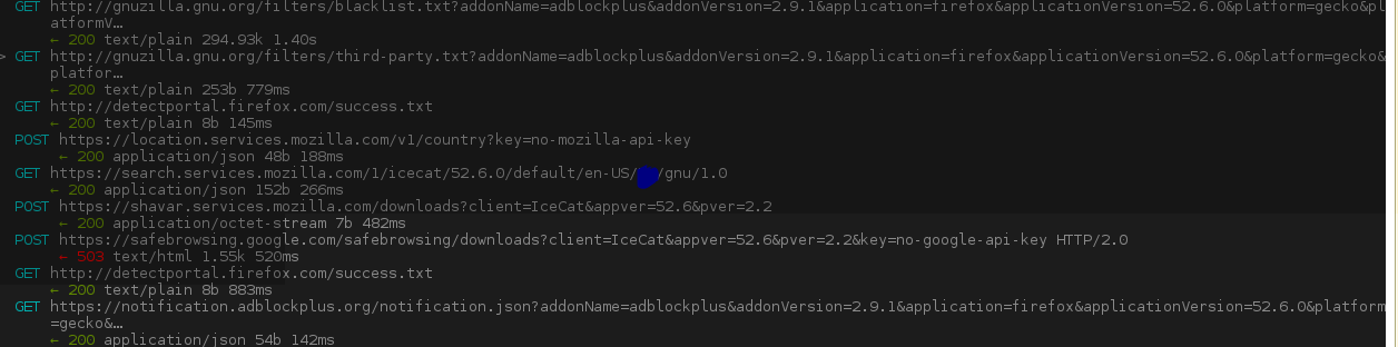 Icecat faisant de la télémétrie